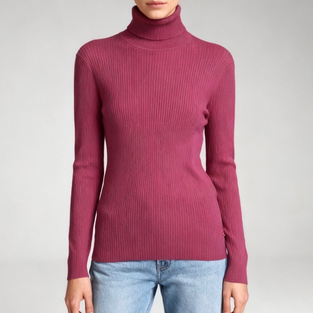 Aritzia Babaton Compel Rib Knit Turtleneck Mauve Pink size Large